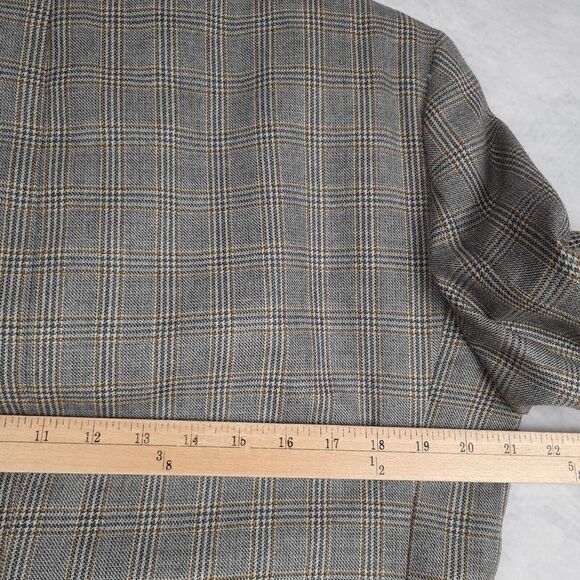 Boggi Milano Blazer Mens 50 / 42" Chest Gray Brown Plaid Wool Lined Jacket - Picture 13 of 16